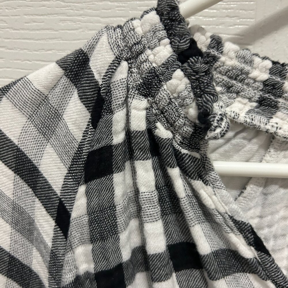 Women's Cloth & Stone Anthropologie Black/White Checked Cropped Top - SMALL - Picture 7 of 13